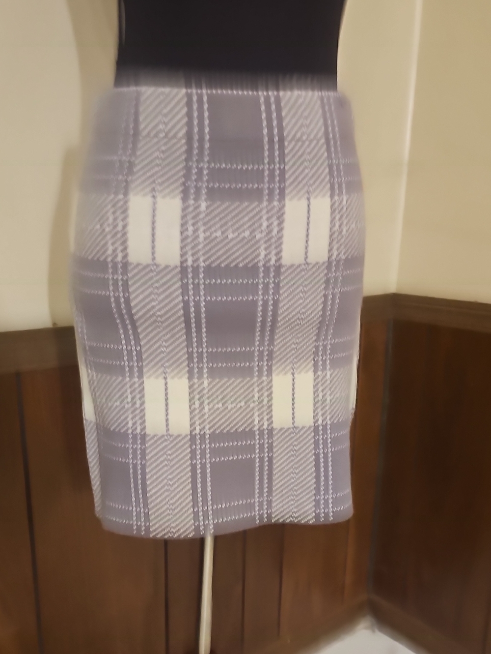 Love Tree Purple Cream Plaid Knit Mini Skirt Size M